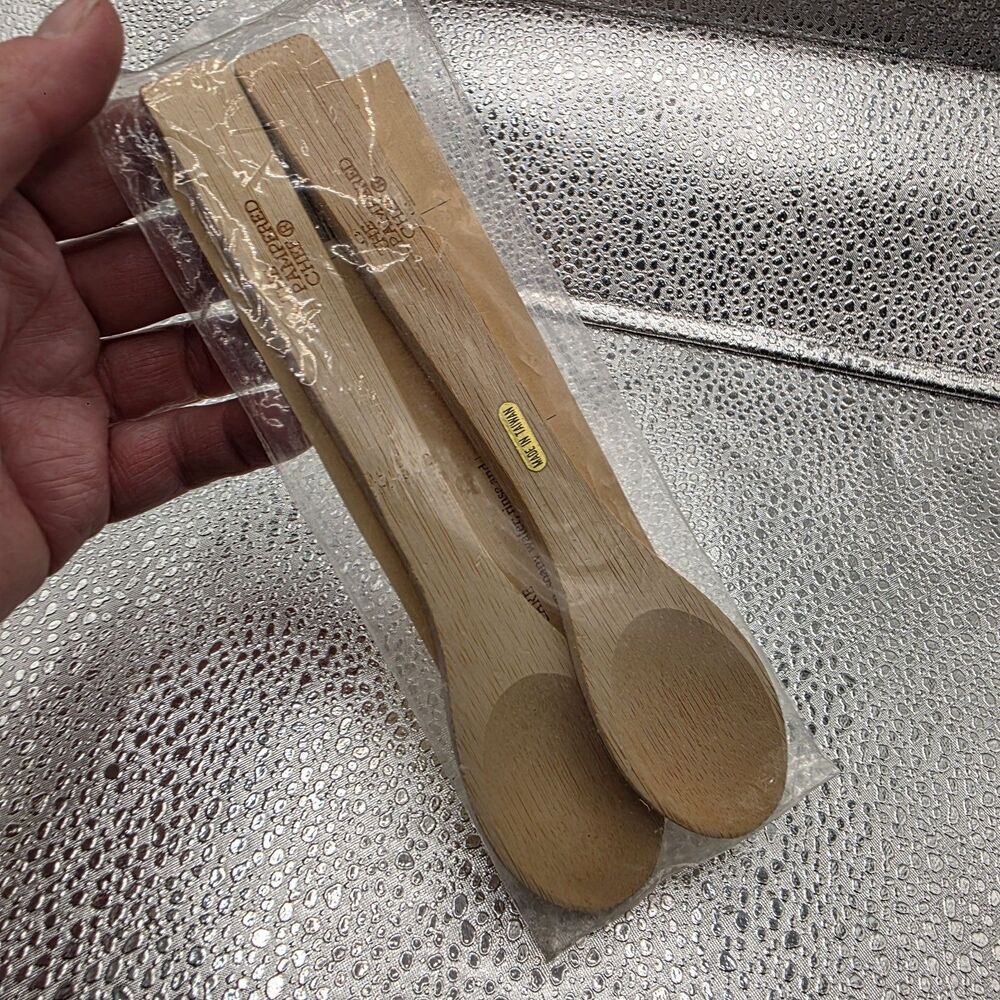Pampered Chef Bamboo Spoons Wooden Cooking Spoon Set of 2 Brown, Handmade
